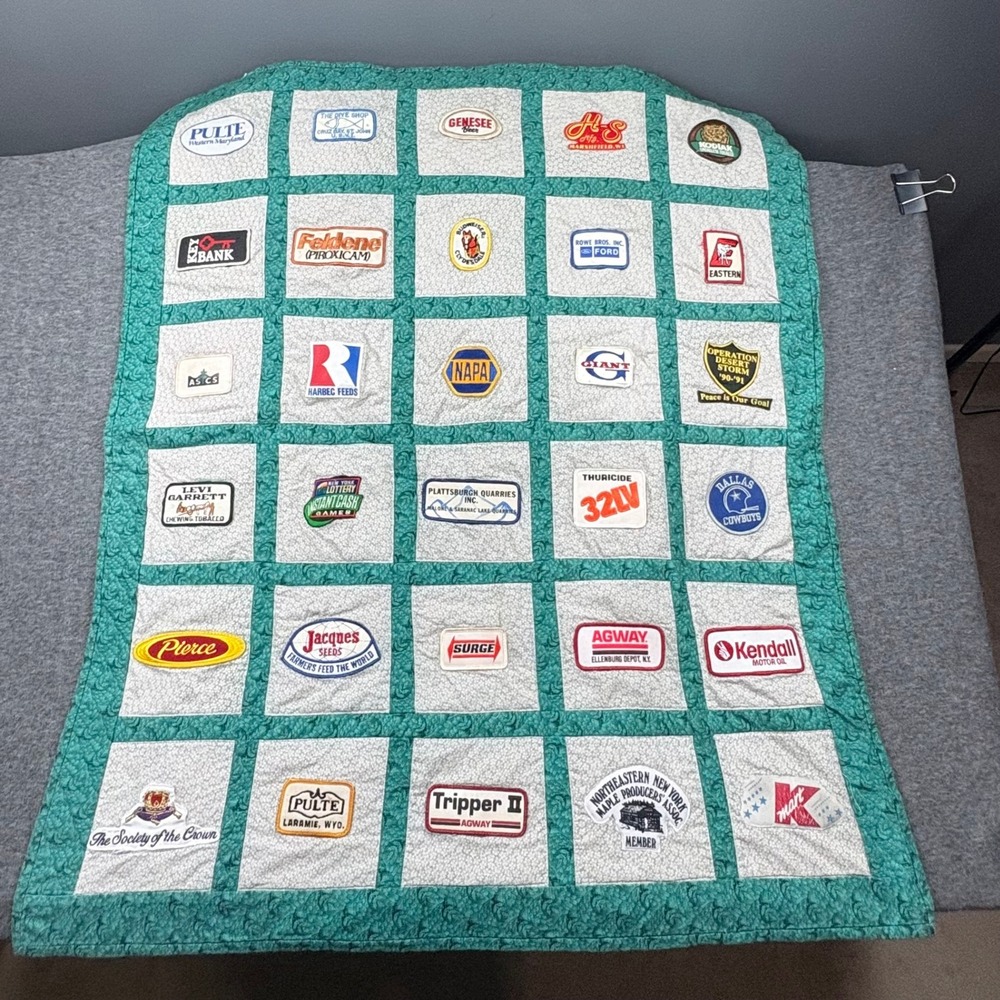 Vtg. Logo Quilt Green Border Military, Auto, Farm, Business, Advertising Patches
